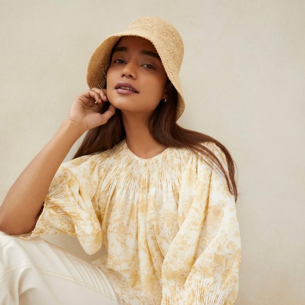 Loeffler Randall Jocelyn Natural Crochet Bucket Hat